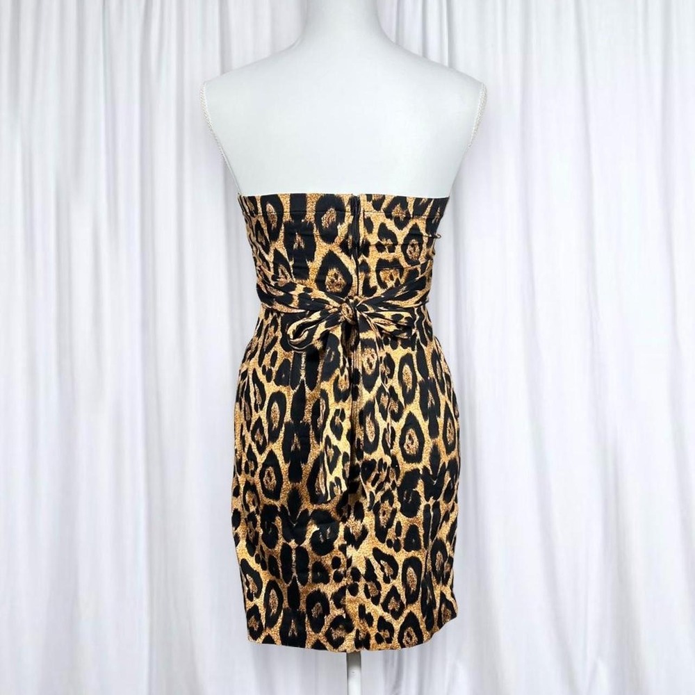 Snap Leopard Print Strapless Mini Dress Y2K Animal Print Going Out - Picture 2 of 6